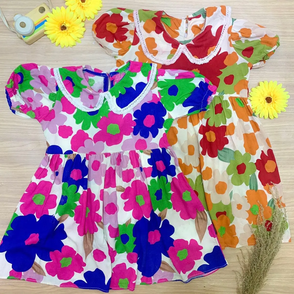 “flower deess” Dress anak perempuan motif bunga/baju anak perempuan bahan katun rayon Santai Santai Santai Santai Santai
