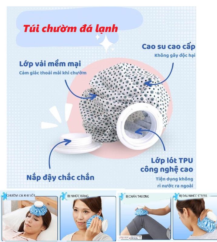 Chườm đá lạnh, hỗ trợ làm giảm trấn thương, size lớn 26 cm, túi chườm đá, túi trườm, chườm lạnh giảm đau, túi chườm nước đá