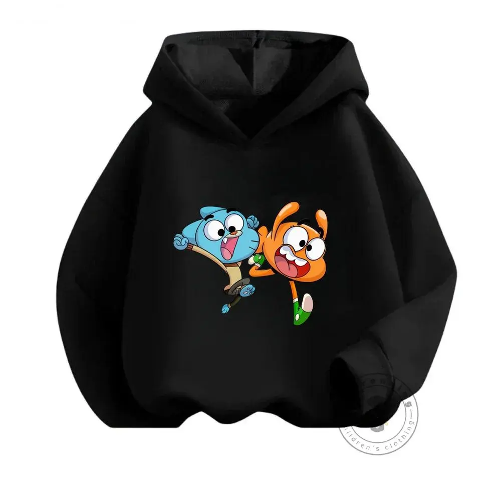 New Fall 2024 Kids' Hoodie Novelty Fashion Korean Sweatshirt-The Amazing World of Gumball Boys Girls Kawaii Clothing Original
