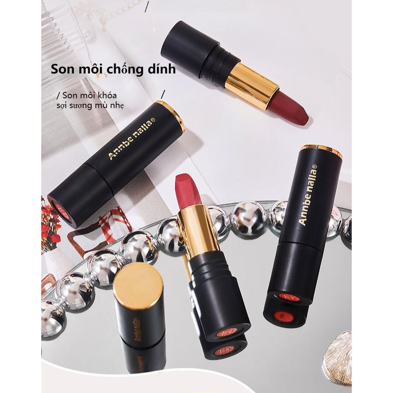 Son Môi Lì Son Bóng Màu Đỏ Nude Nhung Lâu Trôi Không Thấm Nước 1