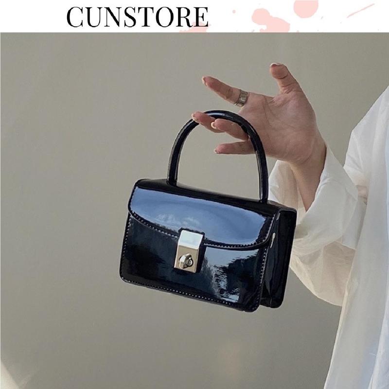 Túi xách nữ size 18cm đựng vừa điện thoại da bóng khoá xoay thời trang xinh xắn Đeo Chéo Đeo Vai Bag CUN200