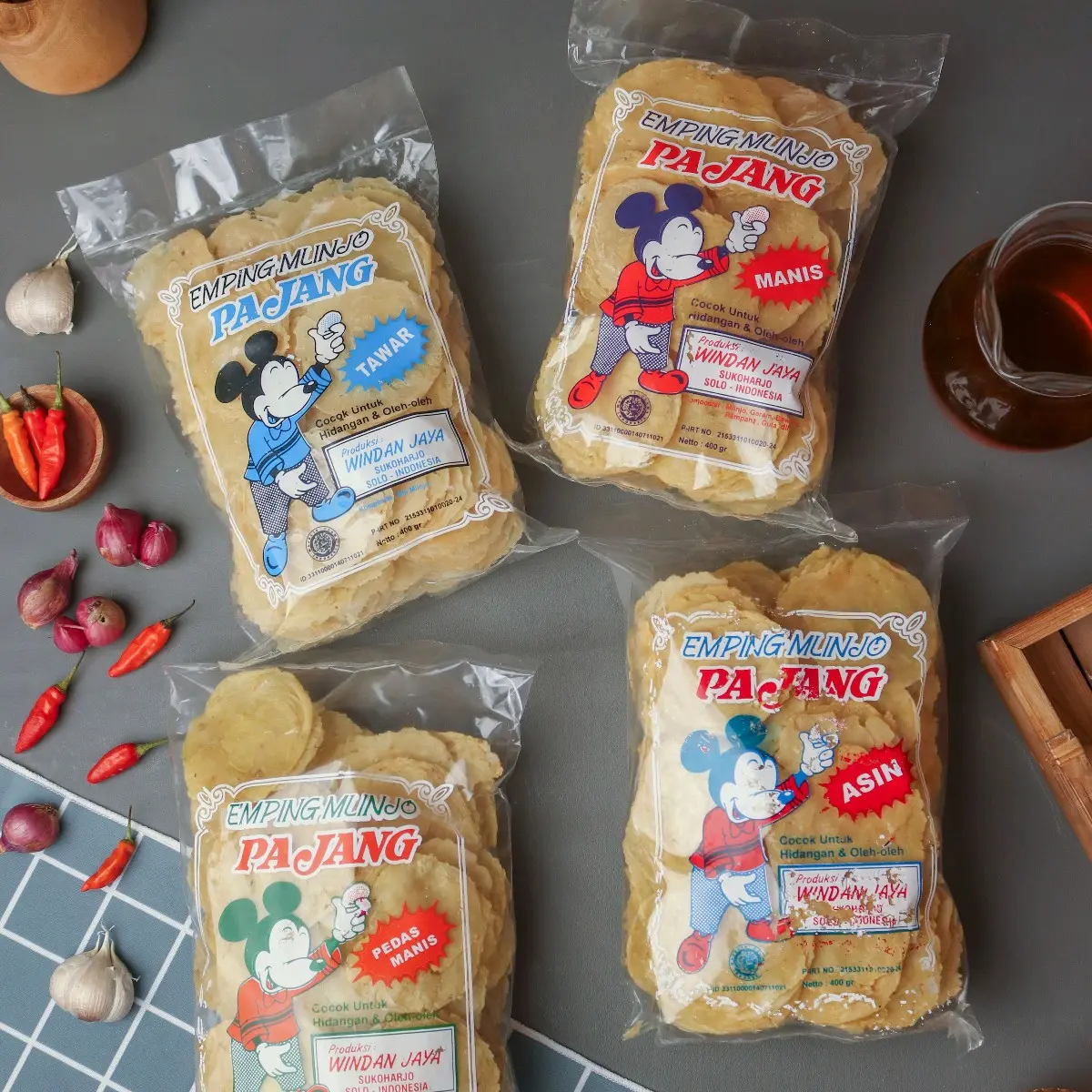 Emping melinjo mentah / Emping Melinjo Pajang 400gr dan 500gr Camilan Manis Snacks Food Pedas snak