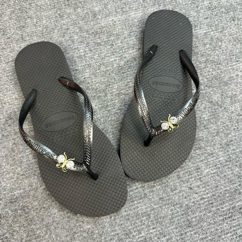 Dép Xỏ Ngón Màu Đen Mix Charm Mini- Mộng Cầm Dép Xinh (Đặt Đúng Size) Shoes GiàY DéP Nữ 7