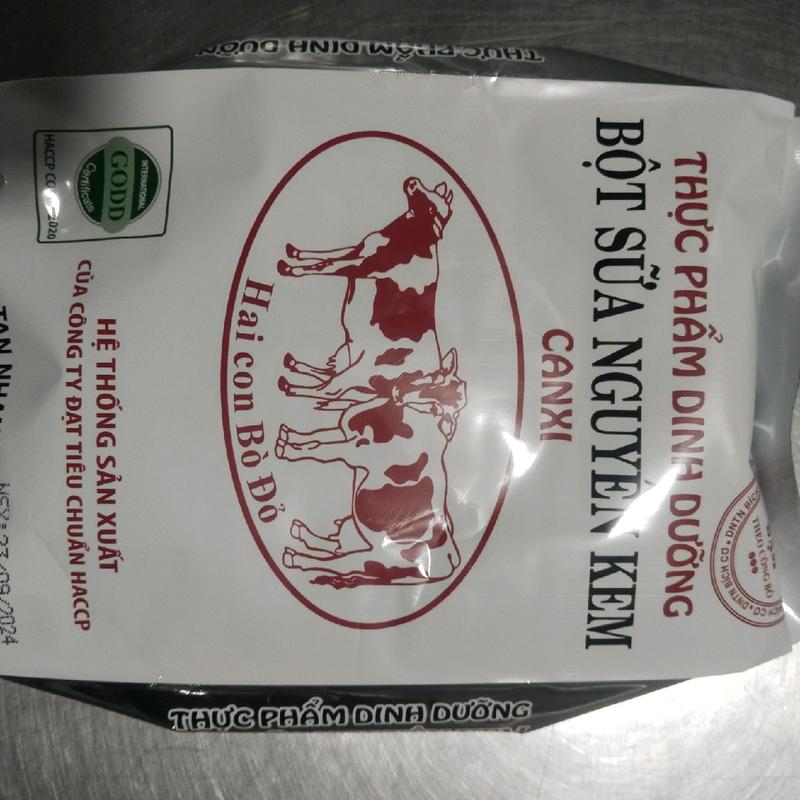 sữa bột nguyên kem 2 con bò đỏ hỗ trợ  bịch 500g 0