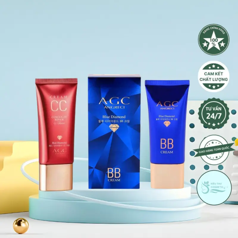 Kem Nền AGC Angreci - BB Cream Blue Diamond - CC Cream Red Diamond SPF30 PA++ Che Khuyết Điểm 0