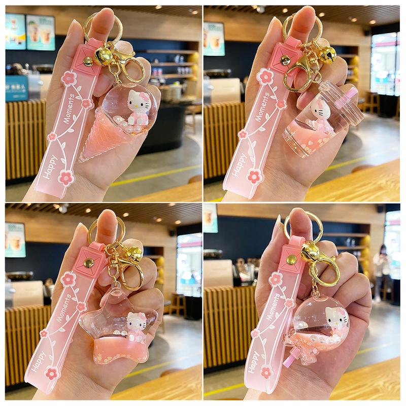 Móc khóa acrylic hình ly trà sữa cây kem ngôi sao cây kẹo con mèo bên trong móc treo túi xách balo Women Nữ Nhung Móc Khoá Móc Chìa Khoá