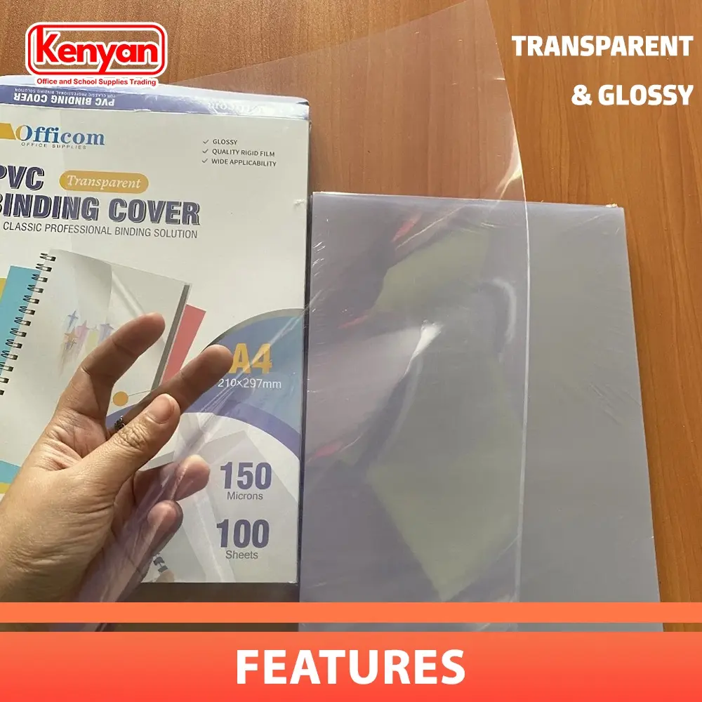 Officom A4 Clear Binding Cover Transparent PVC 150Microns Glossy Binder ...