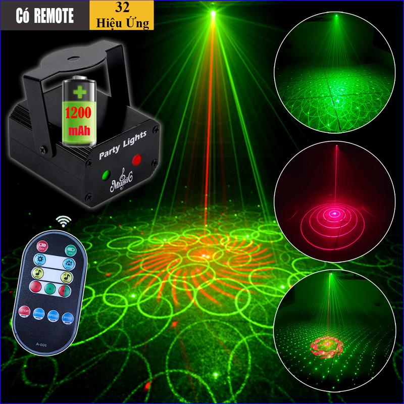   Có REMOTE  Đèn Laser 2 Tia Laze Cảm Biến Theo Nhạc Tích Hợp Pin 1200mAh - Đèn Decor Chiếu Laser Mini Thích Hợp Chơi Karaoke Bay Phòng DJ... 