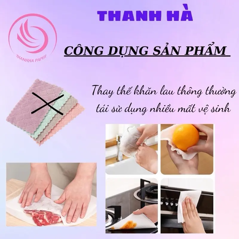 (Mua 2 Tặng 2) Giấy Lau Bếp Đa Năng Thanh Hà, gói 300 tờ 2 lớp.Dùng 1 Lần Chuyên Dụng Nhà Bếp, Giấy Lau Bếp 2