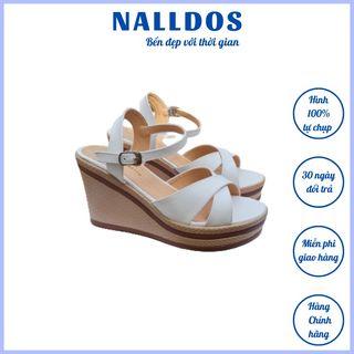  *Phom nhỏ* NALLDOS Sandal quai chéo da Microfiber bền lên đến 3 năm đế xuồng PU cao 9cm nhẹ và chống trượt Nữ Cao Su DéP depnuhottrend 2023 