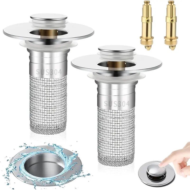 Stainless Steel Bathroom Sink Stopper, 1 Count Anti-odor Basin Bouncing Core, Sink Drain Stopper for Bathroom Bathtub, Bathroom Accessories 0