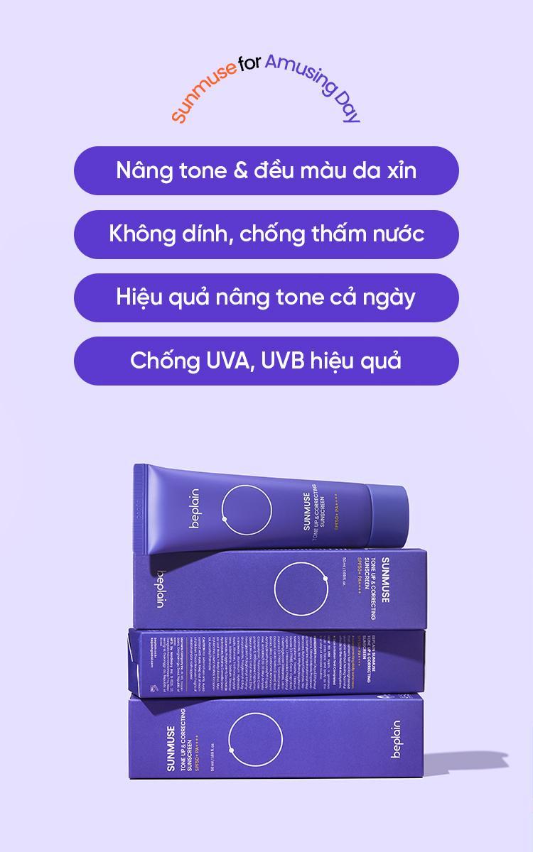 Product Introduction of Kem chống nắng lai BEPLAIN Sunmuse Nâng tone & Hiệu chỉnh tone da SPF 50+ PA++++ ( Tím đậm ) - Tabula Century 3