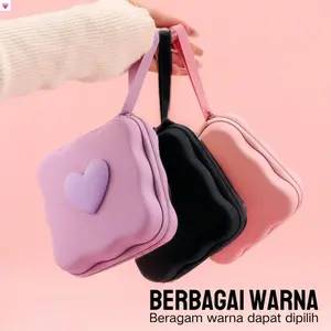 Tas Penyimpanan Bentuk Hati untuk Aksesoris Elektronik, Kabel Pengisi Daya, Headphone, dan Perjalanan - Tas Portabel Fesyen Kreatif