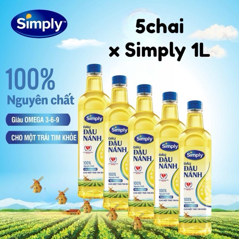 Combo 5 chai Dầu đậu nành simply 1L Dầu Ăn