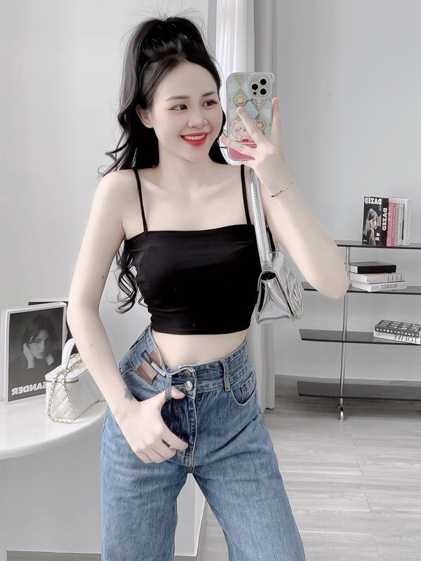 Aó ống croptop nữ , quây ngực 2 dây chất thun co giãn 4 chiều, vải dày dặn thoải mái ms 42 Dáng Ngắn Women Áo