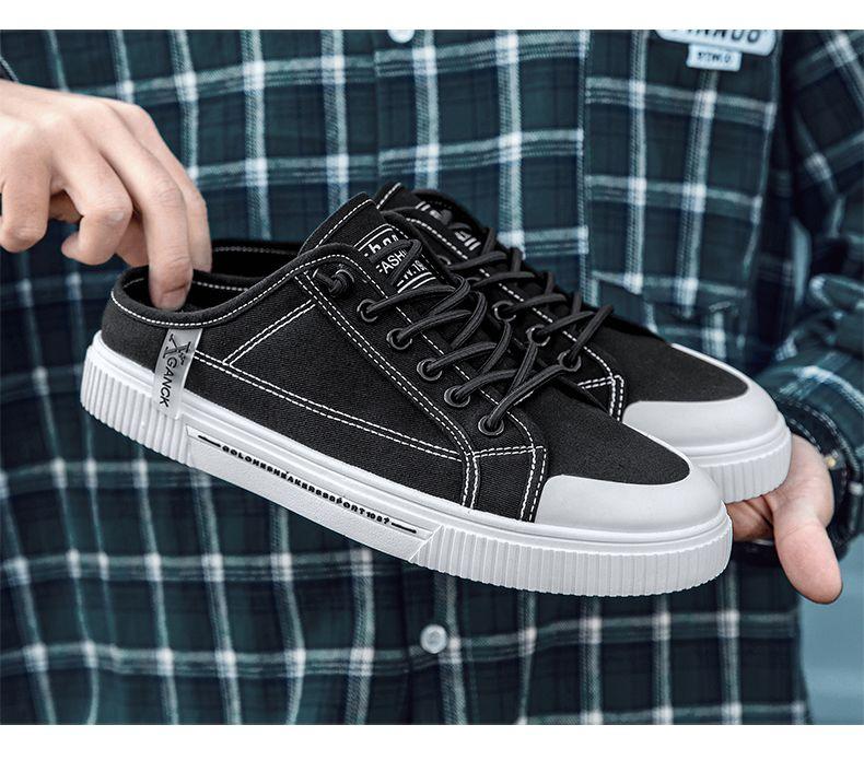 Product Introduction of 2025 [628 Positive Reviews] [Factory Direct Sale] Men's Canvas Shoes Summer No Heel Board Shoes Casual Half Slippers Trendy Shoes Lazy One-Step Men's Shoes 5
