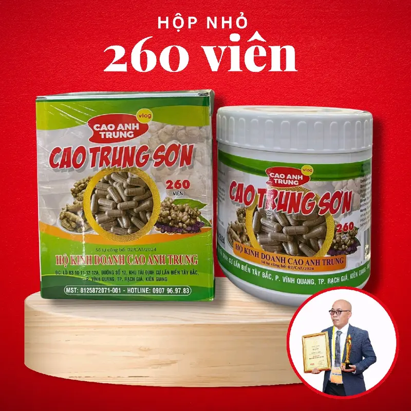 HỘP NHỎ 260 VIÊN NGẢI ĐEN CAO TRUNG SƠN ( Bột Ngải Đen + Ngải Chống Độc ) Hỗ Trợ Xương Khớp, Dạ Dày, Trào Ngược, Viêm Xoang, U Sơ 0