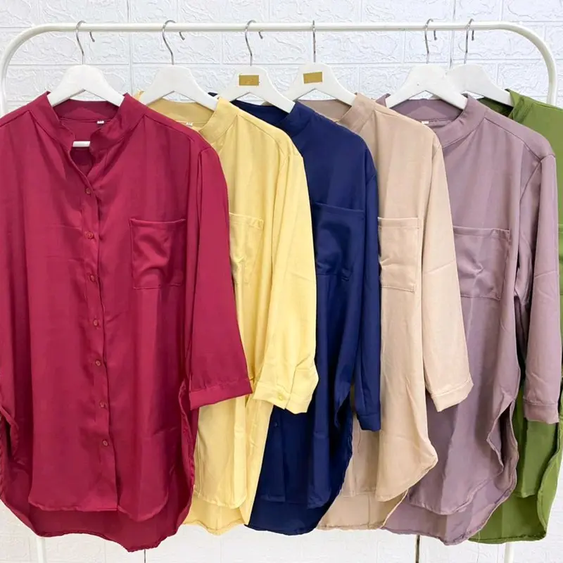 Kemeja tunik polos wanita Atasan 8