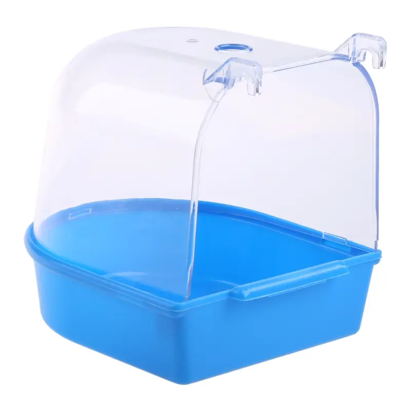 ZHIXI Bird Bath Tub for Cage Parrot Anti-Slip Birdbath Shower Accessories Hanging Bird Cage Bathing Box for Small Birds