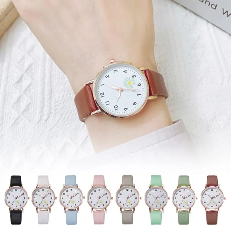 Đồng Hồ Đeo Tay Nữ, Hợp Xu hướng, Dạ Quang, Thiết Kế Đơn Giản, Dây Da Thường Ngày Phong Cách Thạch Anh, Thích Hợp Làm Quà Tặng, Đồng Hồ Đồng Hồ Watch Led 7