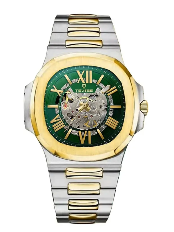 Men's Business Fashion Hollow Out Designed Luminous Mechanical Watch, Fashion Waterproof Watch for Party, Daily Clothing Decor, Trendy All-match & Exquisite Watch for Birthday Gift with Box 5