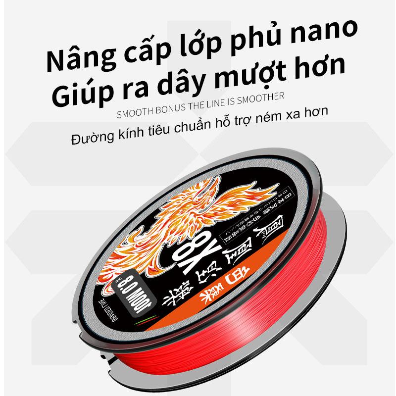 SEMBOLURE dây PE Phượng Hoàng đỏ X8 không phai màu nguyên liệu nhập khẩu Ngật Bản đường kính tiêu chuẩn, dây PE câu cá lure fishing chất lượng 1