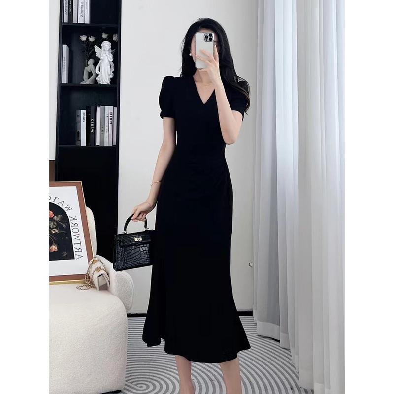7892 summer dress biru langit korean style formal dress gereja wanita kristen elegant midi dress lengan pendek 1