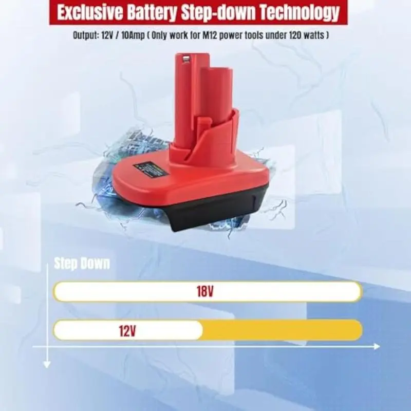 Dewalt 20V & Milwaukee M18 to M12 BatteryAdapter: Extend Tool Life with DM18M12, DurableABS, Not for Charging - 6 Months Warranty 20vbatteries 5