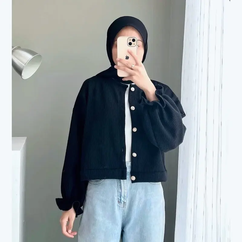 Tania Crop cardy Knit - Outer Button Vintage Korea Cantik Fit Panjang Knitwear Wanita Kancing Cardigan Lembut Nyaman 2