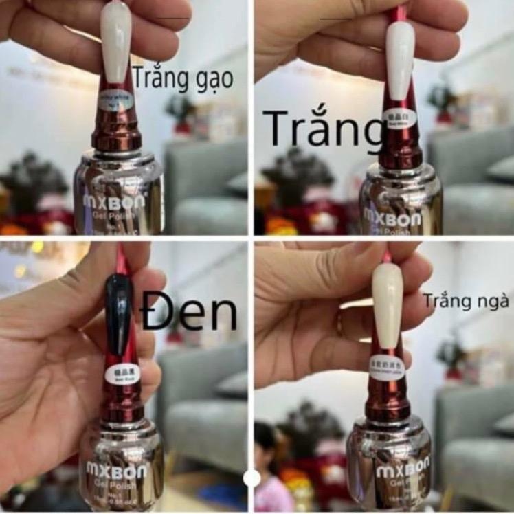 Sơn gel mxbon 3 màu( đen, trắng, nước gạo) Độ bóng cao Nữ