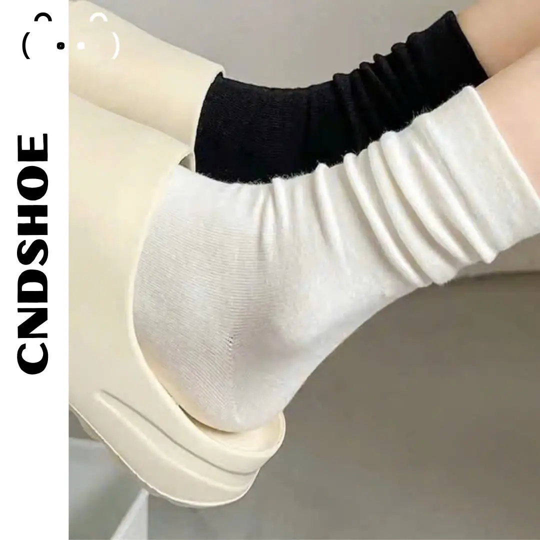 Tất/Vớ Basic Hàn Quốc Trắng Đen Cao Cổ Phong Cách Y2K Nam Nữ Menswear Beige Tối giản