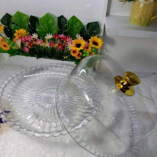 Jual Murah Tempat Kue Bulat Cantik Golden Lemon Acrylic Plastik Kitchenware 1