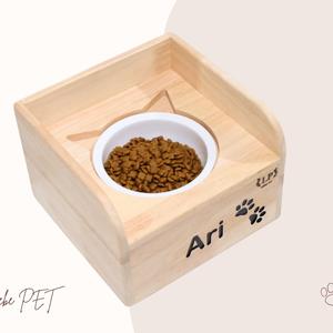 LP120 โต๊ะอาหารสัตว์เลี้ยง งานเนื้อไม้แท้เกรดA ถ้วยอาหารสัตว์เลี้ยง ถ้วยอาหารแมว ถ้วยอาหารสุนัข ถ้วยเซรามิกสัตว์เลี้ยง(ไม่เอียง)
