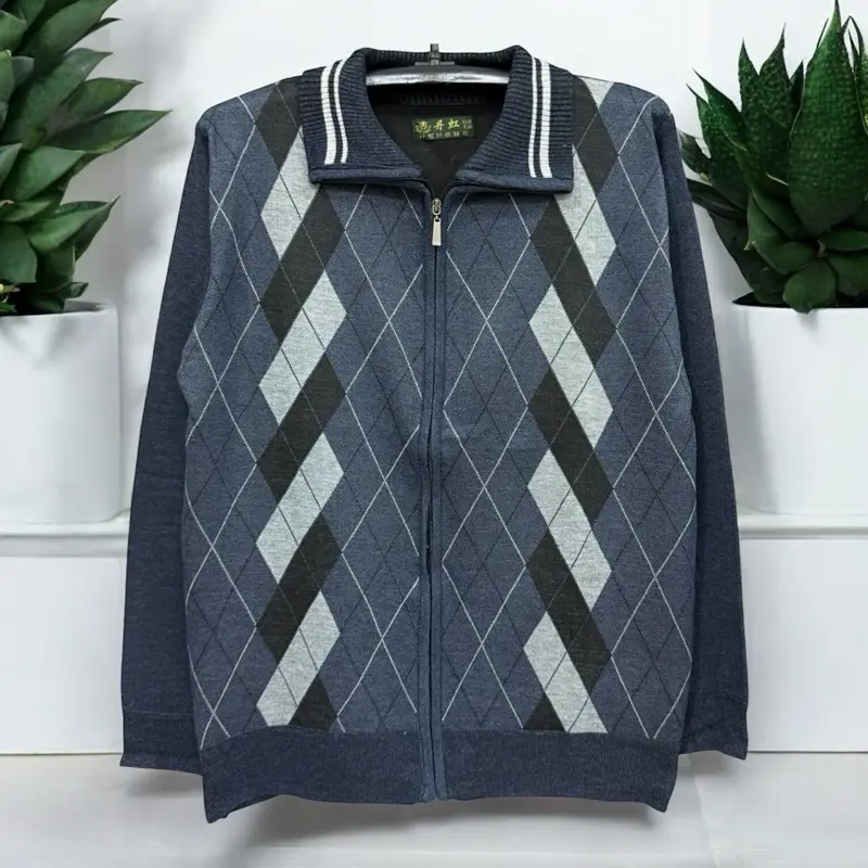 อากงลายเชือกเสื้อกันหนาวผู้สูงอายุ