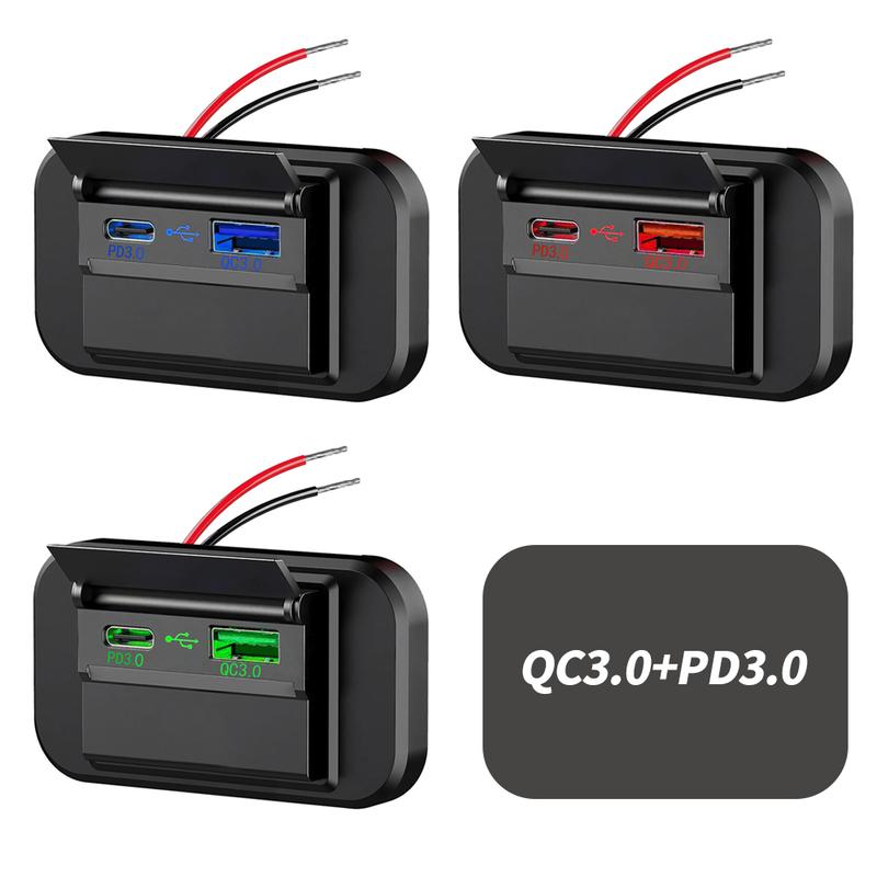 Product Introduction of Car Bus Charger Socket Adapter QC3.0 Quick Charge PD Type C Dual USB Ports 12V/24V USB Power Panel With Swith For Motorcycles Marine #456402 18
