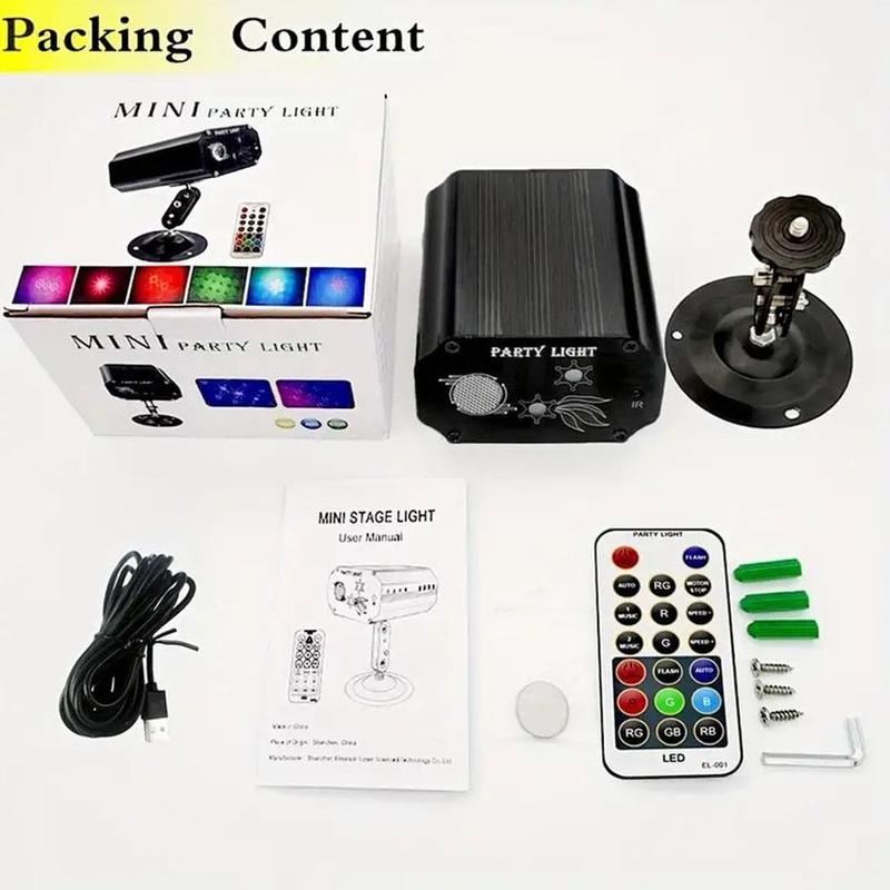 USB Powered Projector Stage Light, Sound Activated LED Laser Light with Remote Control, 3 Mode Atmosphere Light for Home Party Bar Club Birthday KTV Karaoke, Atmosphere Party Light 8