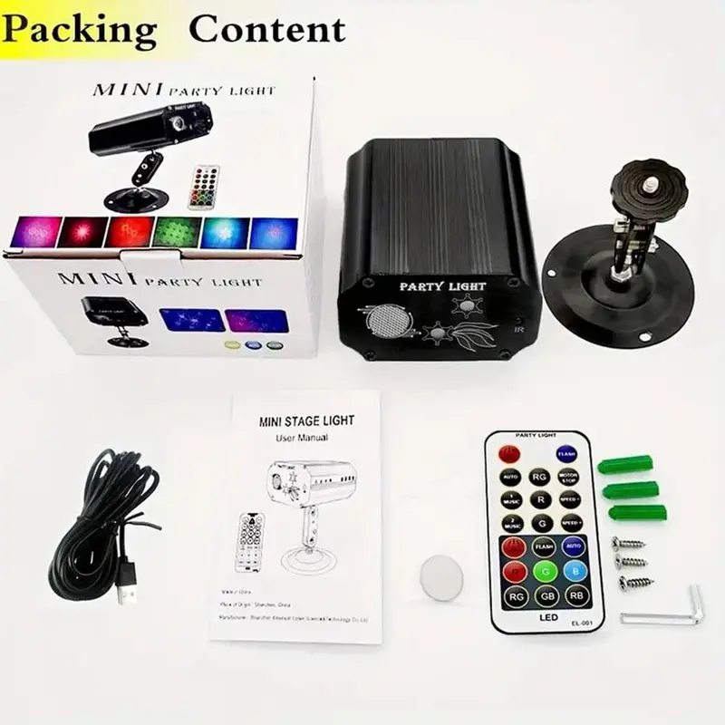 USB Powered Projector Stage Light, Sound Activated LED Laser Light with Remote Control, 3 Mode Atmosphere Light for Home Party Bar Club Birthday KTV Karaoke, Atmosphere Party Light 8