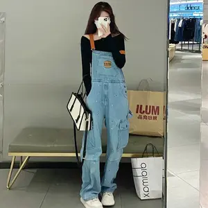 Jumpsuit Denim Pria Dan Wanita Yang Sama Hitam Panjang 015