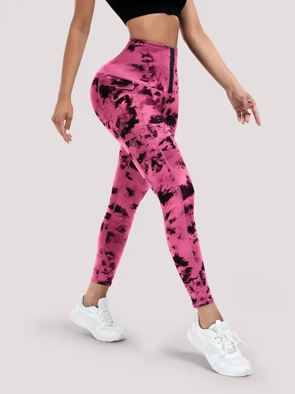 Women's Tie Dye Print High Waist Sports Leggings, Casual Comfy Breathable Seamless Skinny Pants for Yoga Gym Workout Running, Ladies Sportswear for All Seasons 2