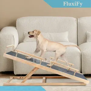 FX Ramp Hewan Peliharaan Lipat dari Kayu, Portable & Adjustable, Tangga Anti-Selip untuk Anjing & Kucing, Akses Aman ke Sofa, Tempat Tidur, atau Mobil