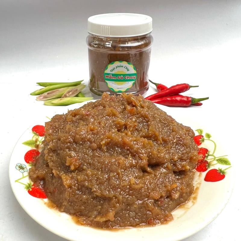 Mắm Sả Chay - Đặc Sản Miền Tây. Không Ngủ Vị Tân. Nguyên liệu Thuần Chay. Làm Từ Đậu Nành, Sả, Ớt.... Mắm Có Màu Nâu Đậm. Trọng lượng 400g. Cay Ít, Gia Vị Hài Hòa, Food.