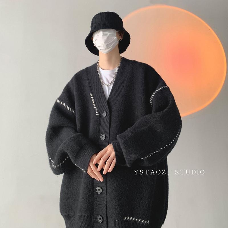 Áo Cardigan Dệt Kim, Phong Cách Cổ Điển Thường Ngày Dành Cho Nam Giới, Phong Cách Nhật Bản, Xu Hướng Thu Đông, Áo Len Bông Độc Đáo 7