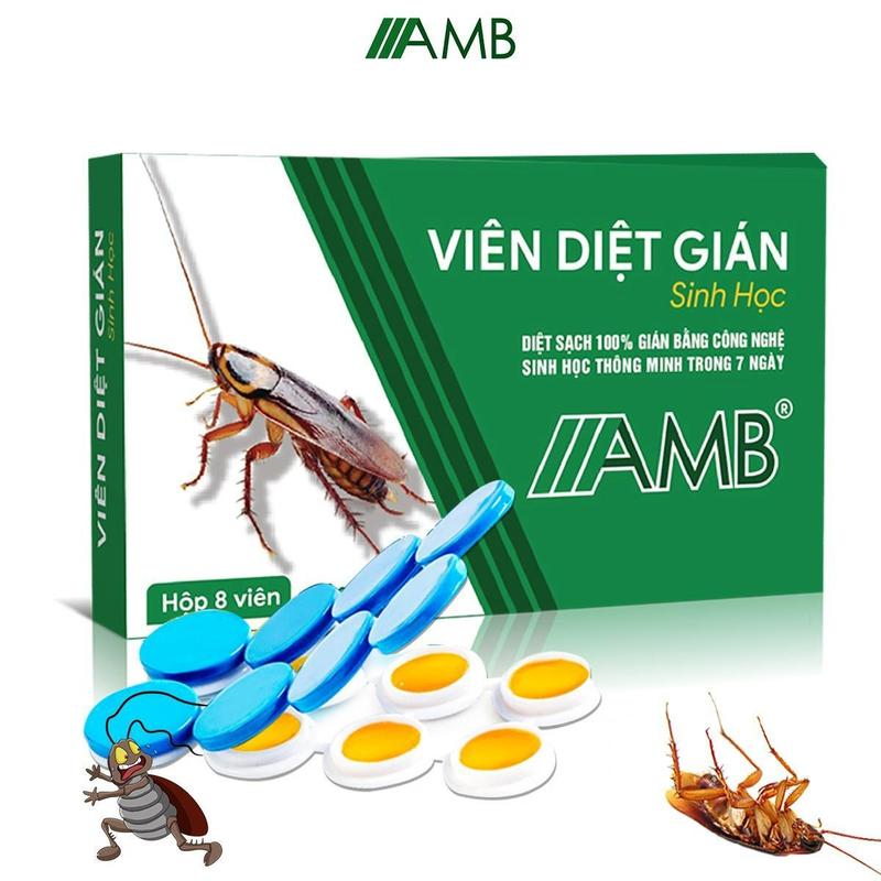 Combo 3 hộp viên diệt gián sinh học AMB, Viên trị diệt gián Đức hiệu quả nhanh chóng, an toàn sức khỏe, hộp 8 viên. xịtổgián  Household Cleaners đồ vệ sinh nhà cửa vien diet gian