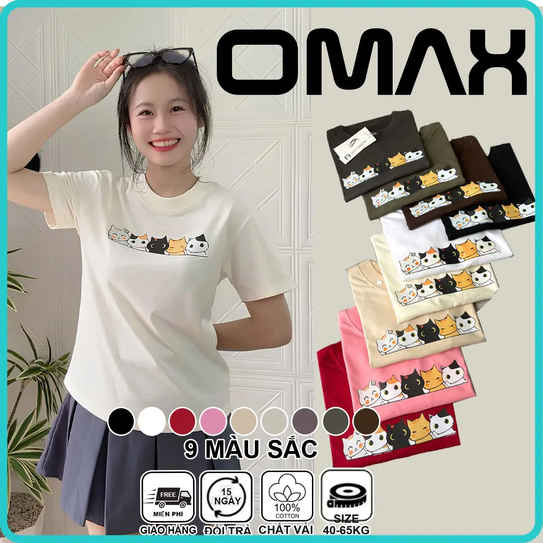 Áo Thun Cotton 2 Chiều Nữ Babytee Hottrend Omaxtee [B06] Top Women Cổ Tròn - Màu Sắc Trẻ Trung Năng Động