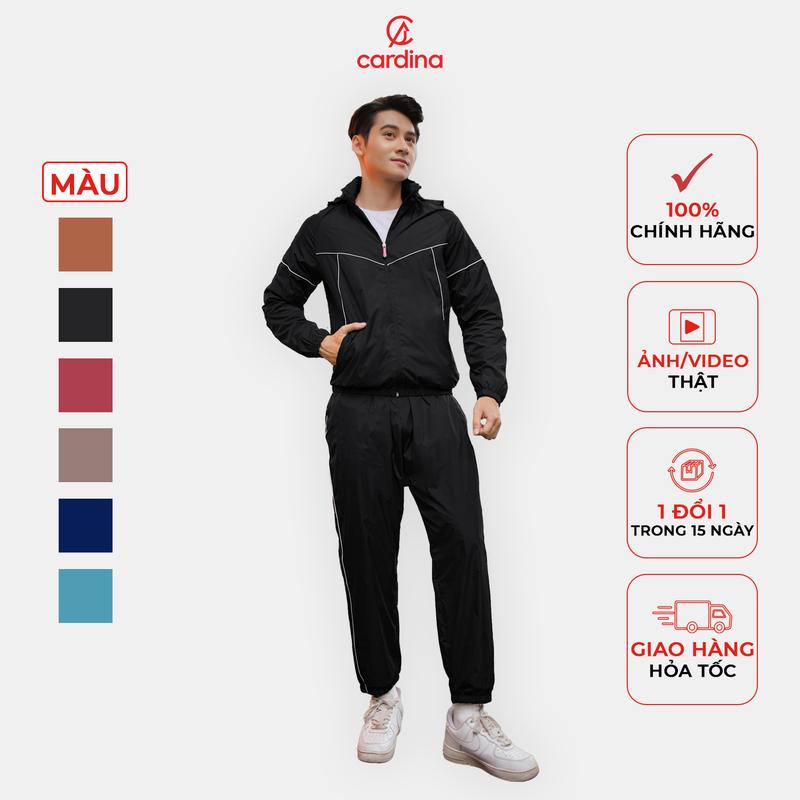 Bộ đồ gió nam CADINA 2 lớp lót lưới cao cấp dáng thể thao năng động 1BGM Sport Tập Gym Chạy Bộ