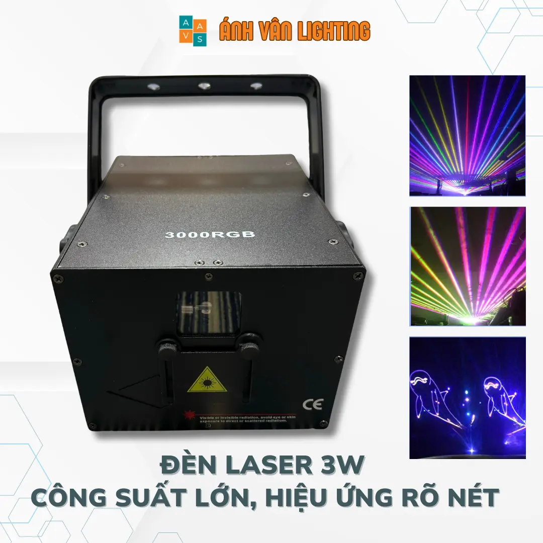 Đèn Laser 3W Quét Tia Chiếu Hình - Đèn Laser Công Suất Lớn Chiếu Hiệu Ứng Đẹp, Rõ Nét Dùng Cho Phòng Bay, KTV, Sân Khấu...