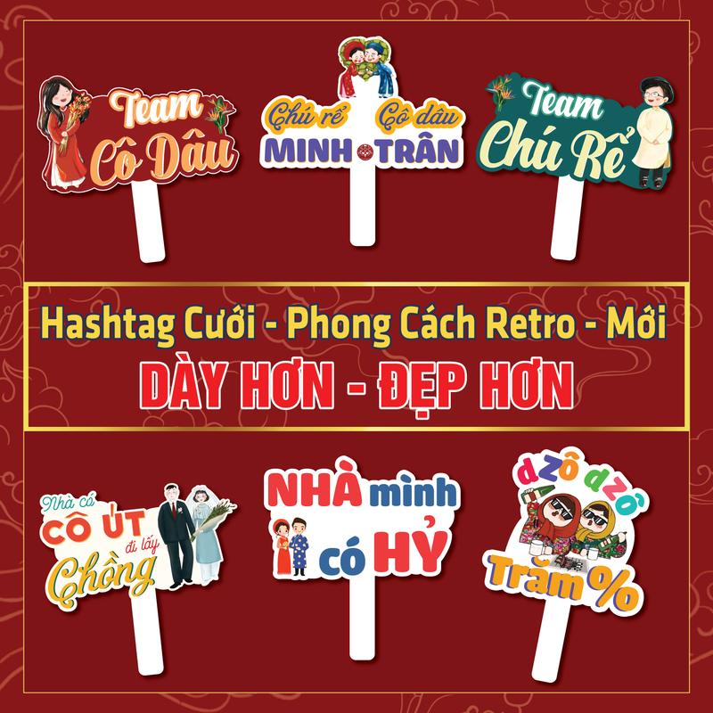 [Hashtag Cưới Phong Cách Retro] [ Mua 5 Tặng 1, Mua 10 Tặng 2] Hashtag Cầm Tay Chụp Ảnh Đám Cưới Retro,Vintage , Đám Hỏi