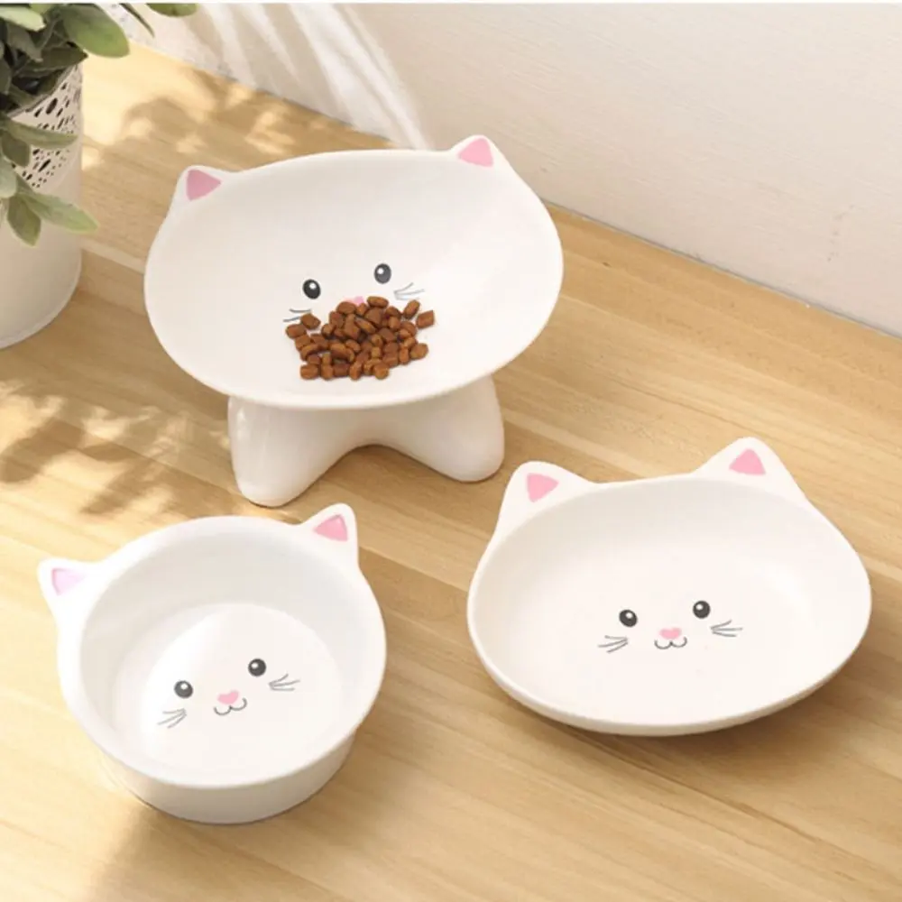 Pet Supplies Ceramic Cat Bowl Creative Cute Dog Food Feeding Basin Multi-use Slanted Mouth Cats Drinking Feeder Kitten Puppy