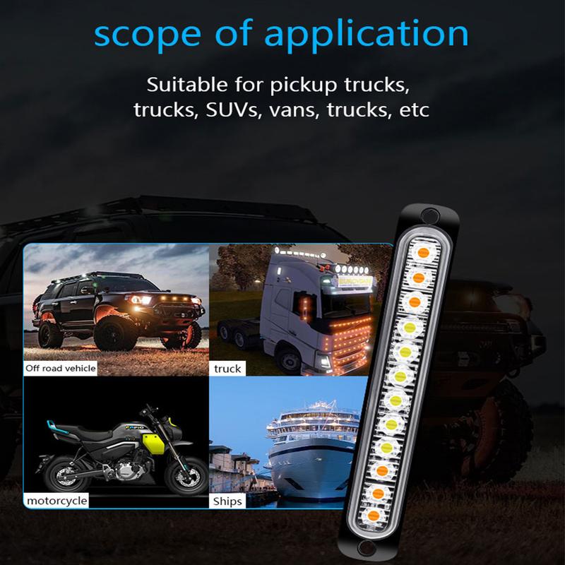 Product Introduction of 12LED Car Strobe Warning Light Cheap Strobe Grille Flashing Lightbar Truck Car Beacon Lamp Amber Traffic Clearance Light 24