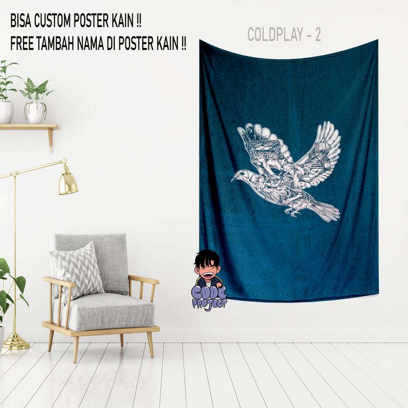 COLDPLAY - poster kain coldplay - hiasan dinding - dekorasi dinding kamar coldplay - aksesoris dinding kamar - hiasan coldplay - Ukuran 90x140cm 1